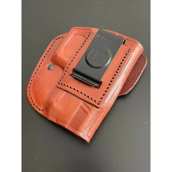 00688 Tagua Gun‎ Holster Leather Brown Belt Clip Concealed Carry OWB PreOwned - Picture 5 of 5